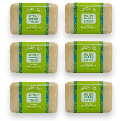 Savon et Cie Triple Milled Soap, Verbena enriched with Organic Shea Butter, 100% Pure Vegetable Based, Natural French Bath Soap, Energizing, Refreshing, Paraben Free 6 x 7 oz (200g) Value Pack