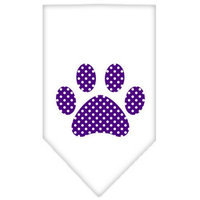 Ahi Purple Swiss Dot Paw Screen Print Bandana White Large