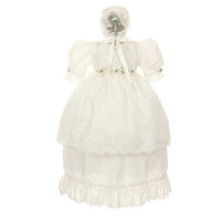 Rain Kids Toddler Girl 3T White Rosebud Baptism Bonnet Dress
