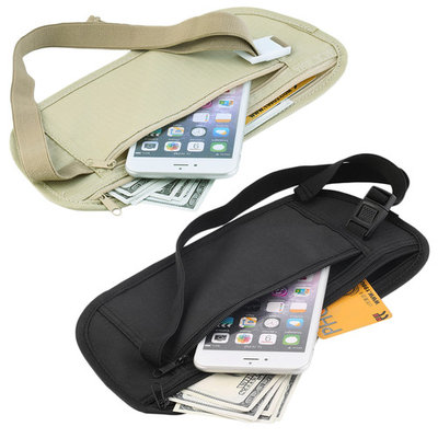 Travel Pouch Cash Zippered Waist Compact Security Money Waist Belt Bag