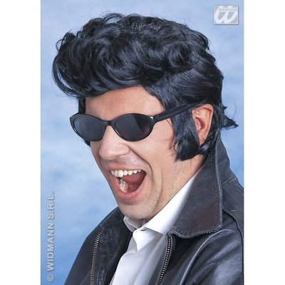 ELVIS WIG BLACK Accessory for 50s 60s 70s King Vegas Rock n Roll Music Fancy Dress