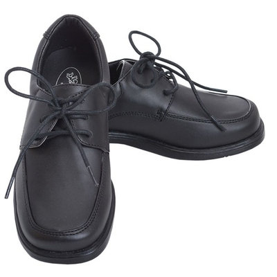Angel Black Lace Up Oxford Rubber Sole Christening Shoe Boy 11-3