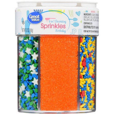 Wal-mart Stores, Inc. Great Value 4 in 1 Birthday Decorating Sprinkles, 6 Cells, 5.2 oz