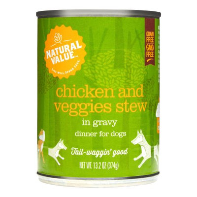 Natural Value Non-GMO Dog Food, Chicken & Veggies Stew, 13.2 Oz, 12 Ct