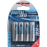 ANSMANN AA Rechargeable Batteries 2850mAh high-capacity high-rate rechargeable NiMH AA Batteries for flashlight, camera, radio etc. (4-Pack) (5035092 VE12)