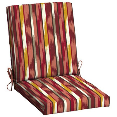 Arden Companies Mainstays Outdoor Patio Dining Chair Cushion, Sante Fe Stripe Red