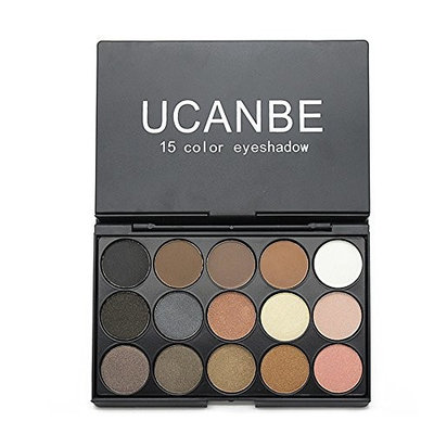 Ucanbe 15 Earth Color Matte Pigment Eyeshadow Palette Cosmetic Makeup Set Nude Eye Shadow Palettes with a Double End Brush (#1)