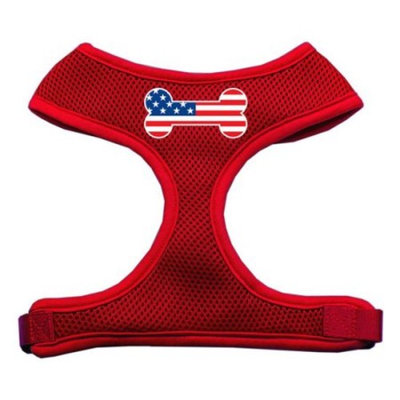 Mirage Pet Products Bone Flag USA Screen Print Soft Mesh Dog Harnesses, Small, Red