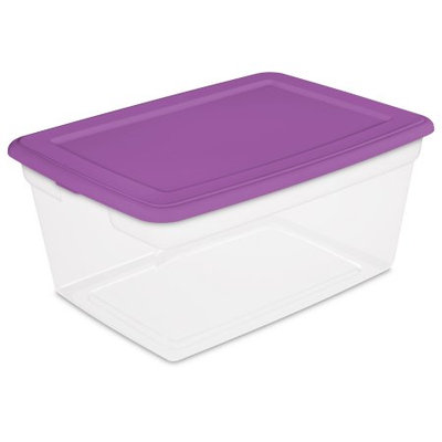 18487w08 Sterilite 50 Quart Storage Box (DRP) Orchid Splash, Set of 8
