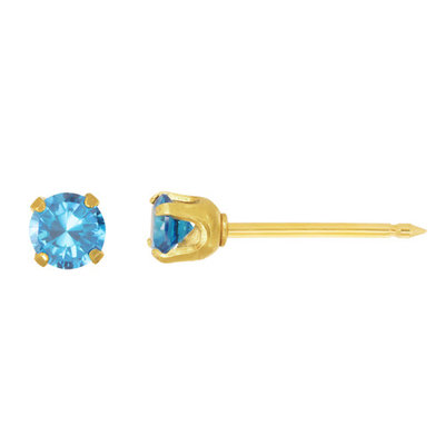 Home Ear Piercing Kit with a 14KT 3MM December Blue Topaz Earring