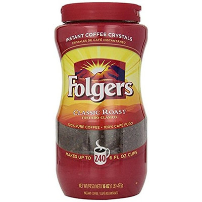 Folgers Classic Roast Instant Coffee, 1LBS (Pack of 2) Ygkclw
