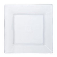 Lillian Plastic Dinnerware, Square Plastic Plate, Clear, 9.5', 10 Ct