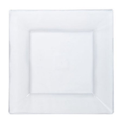 Lillian Plastic Dinnerware, Square Plastic Plate, Clear, 9.5', 10 Ct