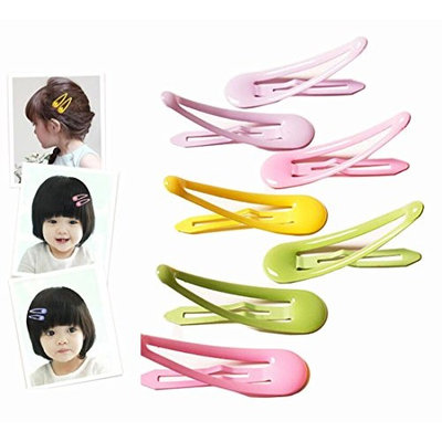 1Pack 5Pairs Candy Colors Glossy Boutique Girls Wrapped Snap Prong Clips Barrettes Hair Bows Ties Beauty Tool Assorted Color For Kids Girls Children Approx 1.7Inch