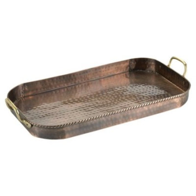 Copper Tray with Brass Handles