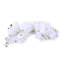 Kanrome White Yarn Flower Hair Combs Fashion Women Headpiece for Wedding