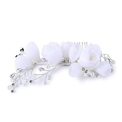 Kanrome White Yarn Flower Hair Combs Fashion Women Headpiece for Wedding