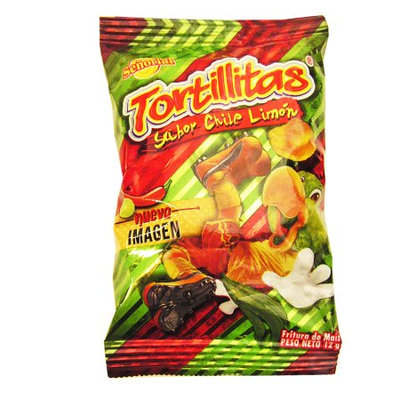 Tortilla Senorial Pepper and Lime Flavor Snack 0.42 oz (Dozen) - Chips Chile Limon (Pack of 2)