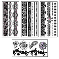 8 Sheets Henna Tattoo Stickers Lace Mehndi Temporary Tattoos for Maverick Sexy Women Teens Girls Metallic Tattooing Black Body Art Sticker.
