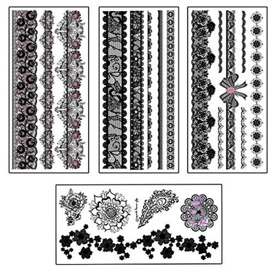 8 Sheets Henna Tattoo Stickers Lace Mehndi Temporary Tattoos for Maverick Sexy Women Teens Girls Metallic Tattooing Black Body Art Sticker.