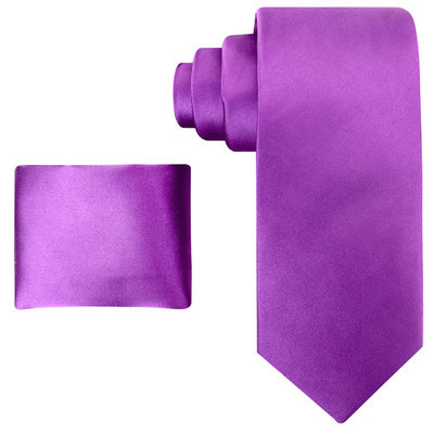 Scott Allan Mens 100% Silk Solid Necktie with Pocket Square