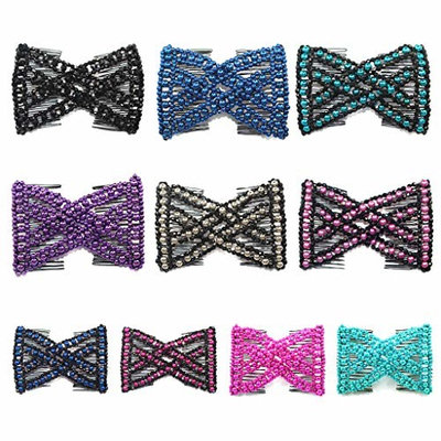 ForHe Elastic Double Combs with EZ Beaded Hair Clips, Hair Holder/Ez Comb Women Hair Accessories - Color Random