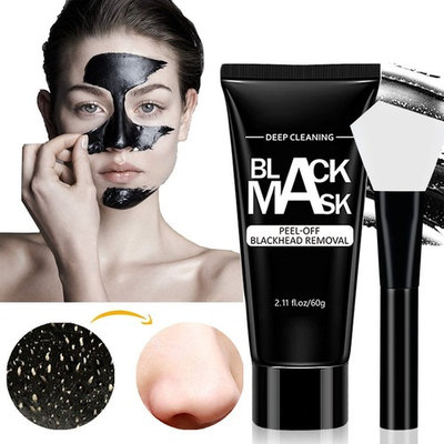 Black Mask - VKEN Blackhead Removal Charcoal Peel Off Mask with Brush Kit for Pore Oil Control