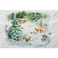 Pack of 16 Winter Nativity Fine Art Embossed Deluxe Christmas Greeting Cards