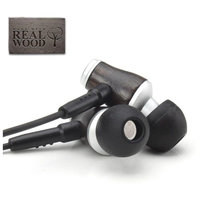 Accessory Power GOgroove AudiOHM WD Real Wood Stereo Earbud Headphones with In-line Microphone & Silicone Ear Gels