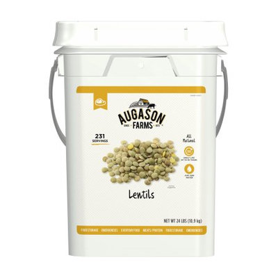 Augason Farms Lentil Beans Emergency Bulk Food Storage 4-Gallon Pail 231 Servings