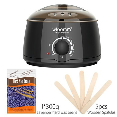 Wax Warmer Kit Wloomm 14oz Electric Hot Wax Warmer Hair Removal with 300g Hard Wax Beans and 5pcs Wax Applicator Sticks for Men & Women (Purple)