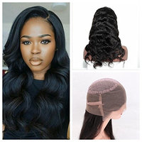 Cupidlovehair Body Wave 10A Grade Unprocessed 100% Cambodian Virgin Human Hair 360 Full Lace Frontal Wig 150% Density With A Lot Baby Hair Natural Black (22
