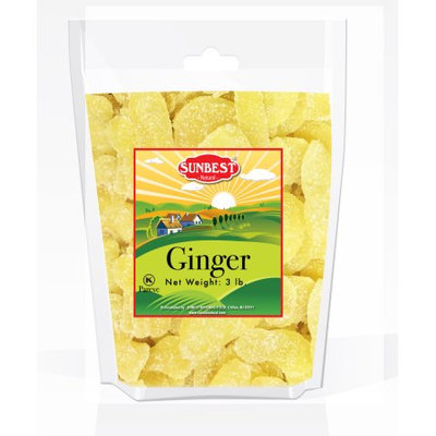 SUNBEST Dried Crystallized Ginger Slices in Resealable Bag 3 Lbs