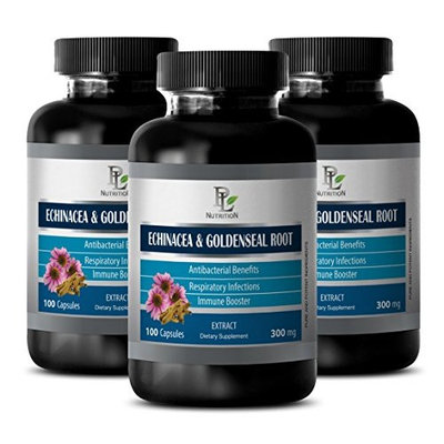 Anti yeast - ECHINACEA AND GOLDENSEAL ROOT - Goldenseal echinacea extract - 3 Bottles 300 Capsules