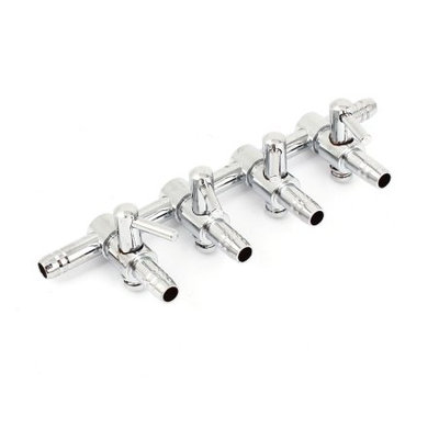 Fish Tank Silver Tone Metal 4-way Air Flow Controller Pump Valve