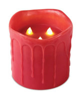 Cc Christmas 6 x 6 Red Flameless Dripping Wax 3 Flame LED Pillar Candle w/Timers