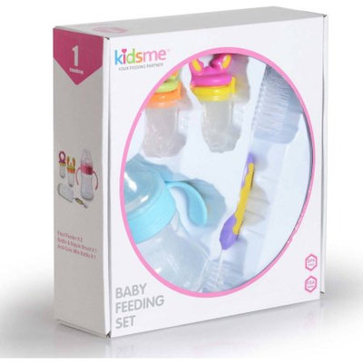 Kidsme Food Feeder Weaning Set (2 Food Feeders of Small and Large Size, 6oz. Anti-colic bottle, Multi-pu