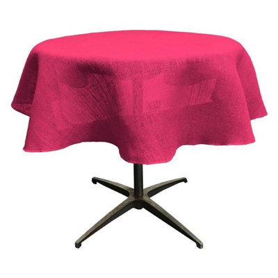 LA Linen TCBurlap58R-Fuschia Dyed Natural Burlap Tablecloth Fuchsia - 58 in. Round