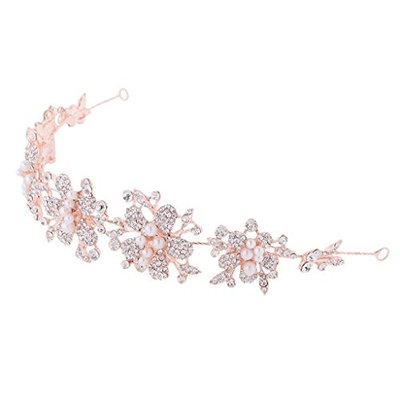 Fenteer Delicate Bridal Wedding Crystal Flower Pearls Headpieces Hair Accessory