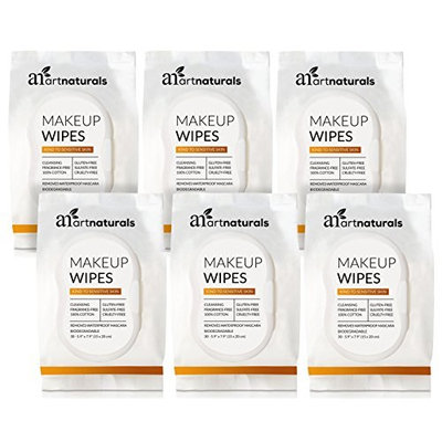 ArtNaturals Makeup Remover Cleansing Wipes-Towelettes – (30 Count x 6 Piece Set) – Biodegradable Facial Wipes Remove All Makeup Including Waterproof Mascara – for Sensitive Face and Skin