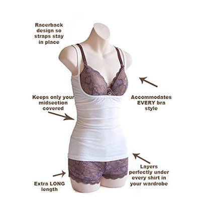 Naked Nursing Tank - Open Busted Breastfeeding Tank Top, Layering Cami & Maternity Undershirt - Bamboo/Cotton