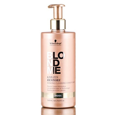 Schwarzkopf Pro BlondMe Keratin Restore Bonding All Blonde Cleansing Conditioner - 16.9 oz/500ml (includes free Sleek Compact Mirror)