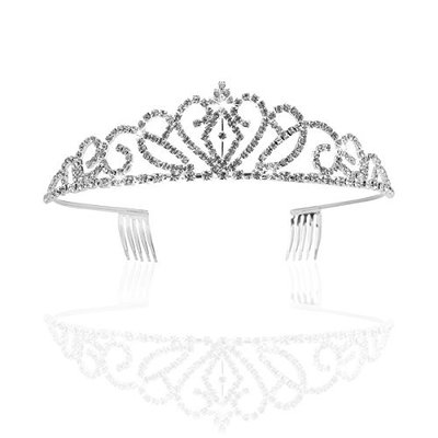 Pixnor Gorgeous Pretty Rhinestone Tiara Crown Exquisite Headband Comb Pin Wedding Bridal Birthday Tiaras