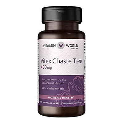 Vitamin World Vitex Chaste Tree 400 mg, Supports Menstrual & Menopausal Health 100 rapid release capsules