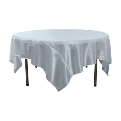 LA Linen Sheer Organza Square Tablecloth, 72 by 72', Baby Blue