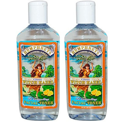 Humphrey's Citrus Witch Hazel Oil Controlling Facial Toner (Pack of 2), Removes and Controls Oil, With Aloe Vera, Meadowsweet, Apple, Calendula, Chamomille, White & Green Tea and Lavender, 8 fl. oz.