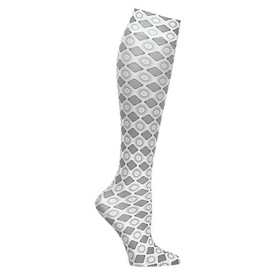 Ceseste Stein Mild Compression Knee High Stockings, Wide Calf - Grey Diamonds