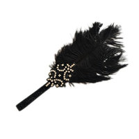 Dolity Vintage Rhinestone Beaded 1920s Gatsby Party Headpiece Women Flapper Feather Headband