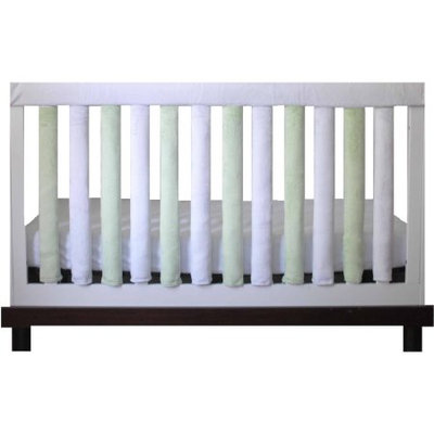 Go Mama Go Designs Doctor-Approved Vertical Wonder Bumpers, Reversible Green & White Minky, 24pk