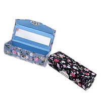 Kloud City Women’s 2 Pcs Floral Jacquard Lipstick Case Holder with Mirror Rectangle Fabric Print Makeup Travel Cases